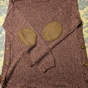 Cupcake Clothing Marled Brown Sweater with Elbow Patches & Side Buttons - L